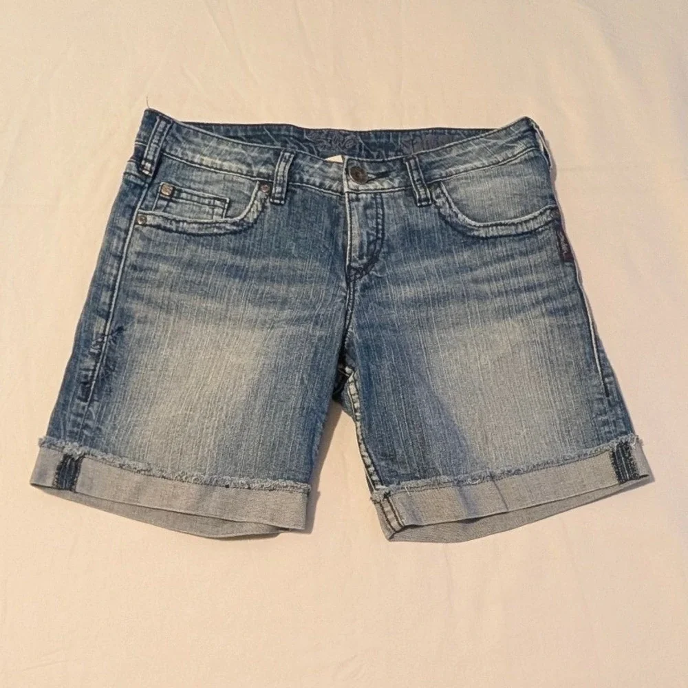 Silver Jeans Co Sammy Denim Shorts Womens 27 Medium Wash Cuffed 925 Series Short